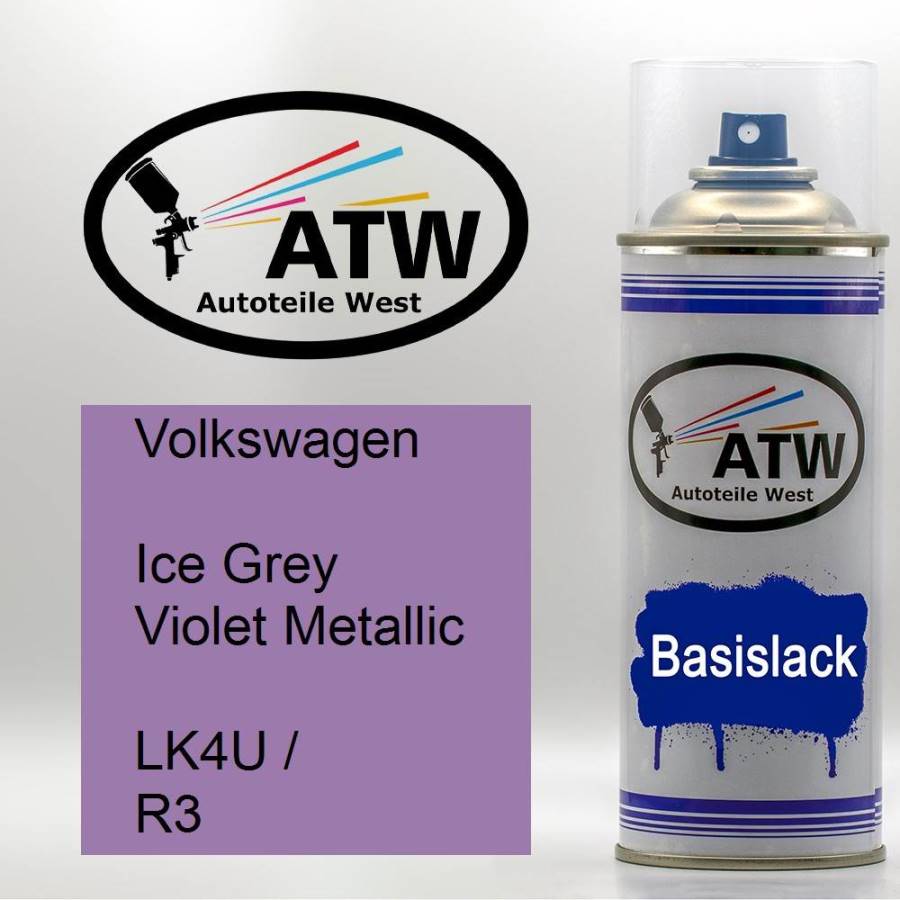 Volkswagen, Ice Grey Violet Metallic, LK4U / R3: 400ml Sprühdose, von ATW Autoteile West.